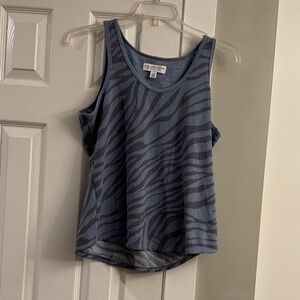 Loungy Zebra Print Tank Top - Blue and Gray, Size XL